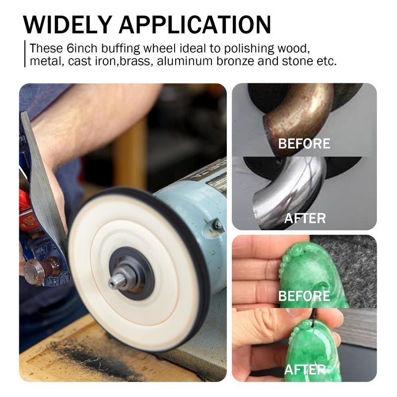SCOTTCHEN Cotton Buffing Wheel 6 inch Extra Thick Spiral Sewn Polishing Pad for Bench Grinder Tool with 1/2" Arbor Hole(70 Ply) 1PCS - Image 5